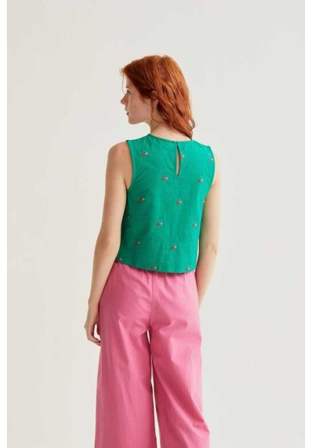 Top con estampado Green Cherries
