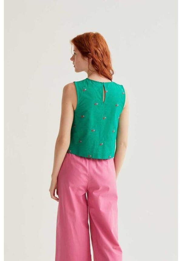 Top con estampado Green Cherries