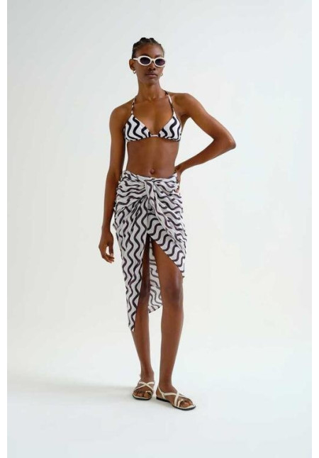 Pareo con estampado Wave  Black & White
