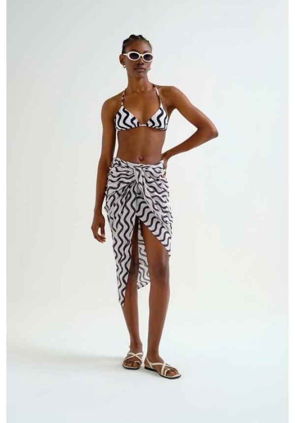 Pareo con estampado Wave  Black & White