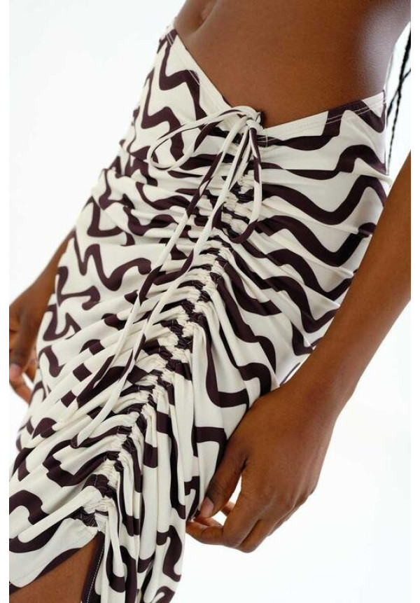 Falda midi con estampado Wave  Black & White