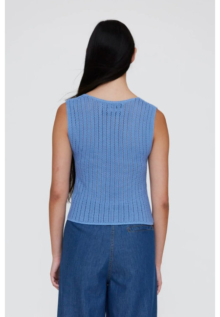 Top punto calado azul
