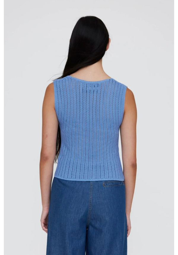 Top punto calado azul