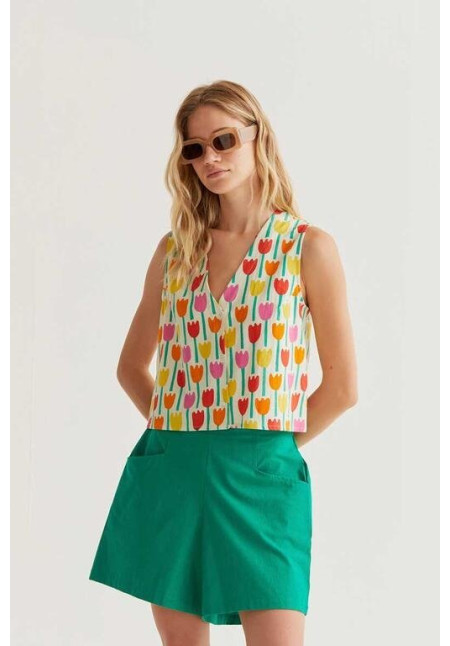 Chaleco con estampado tulipanes