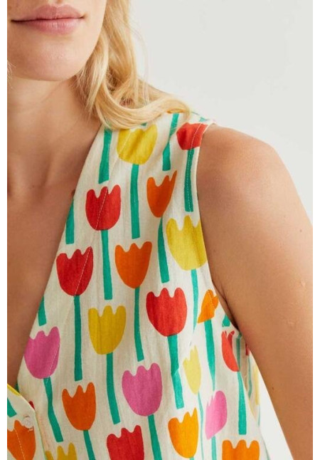 Chaleco con estampado tulipanes